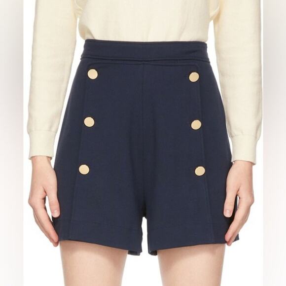 See by Chloé Navy High Waisted Sailor Shorts Blue Lagoon Chloe size Small - Picture 2 of 10